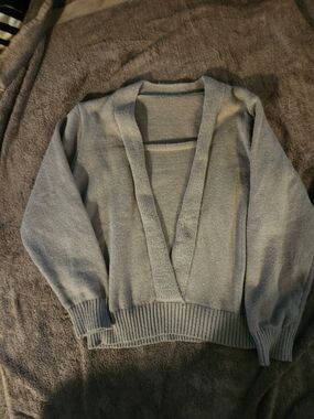 Cozy Light Gray Open Front Knit Cardigan